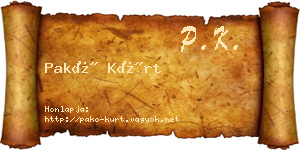 Pakó Kürt névjegykártya